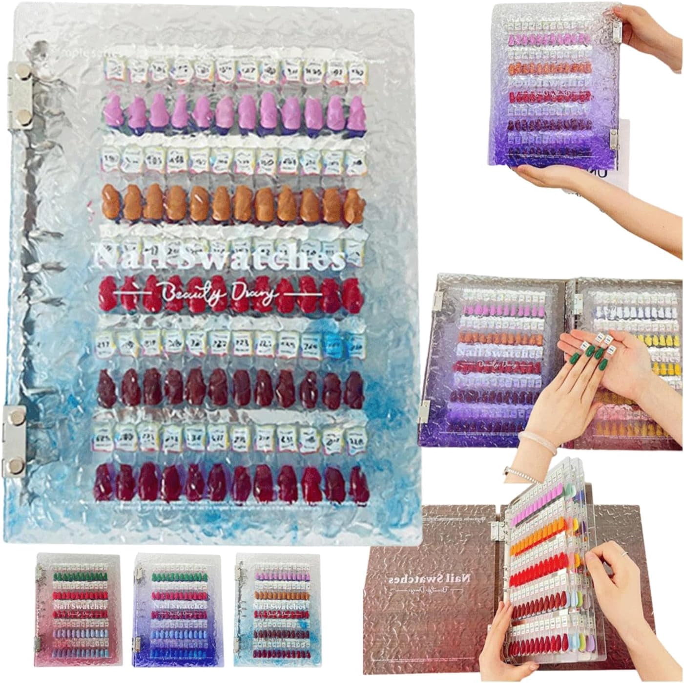 I·B·N G Nail Polish Display Book 200 Colors – Rotating Sample Tower With Snap-In Tips For Salon & Nail Techs