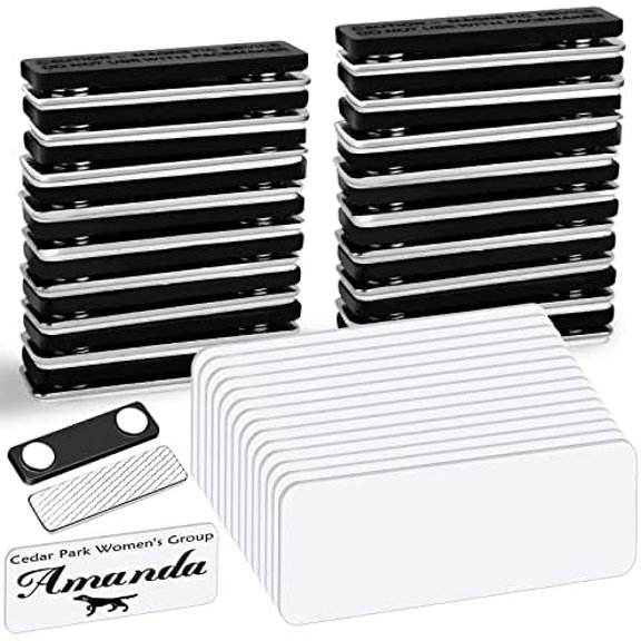 Magnetic Name Tags, 20-Pack Engravable Name Badge with Magnetic Backing, Reusable Name Tags(1" X 3")