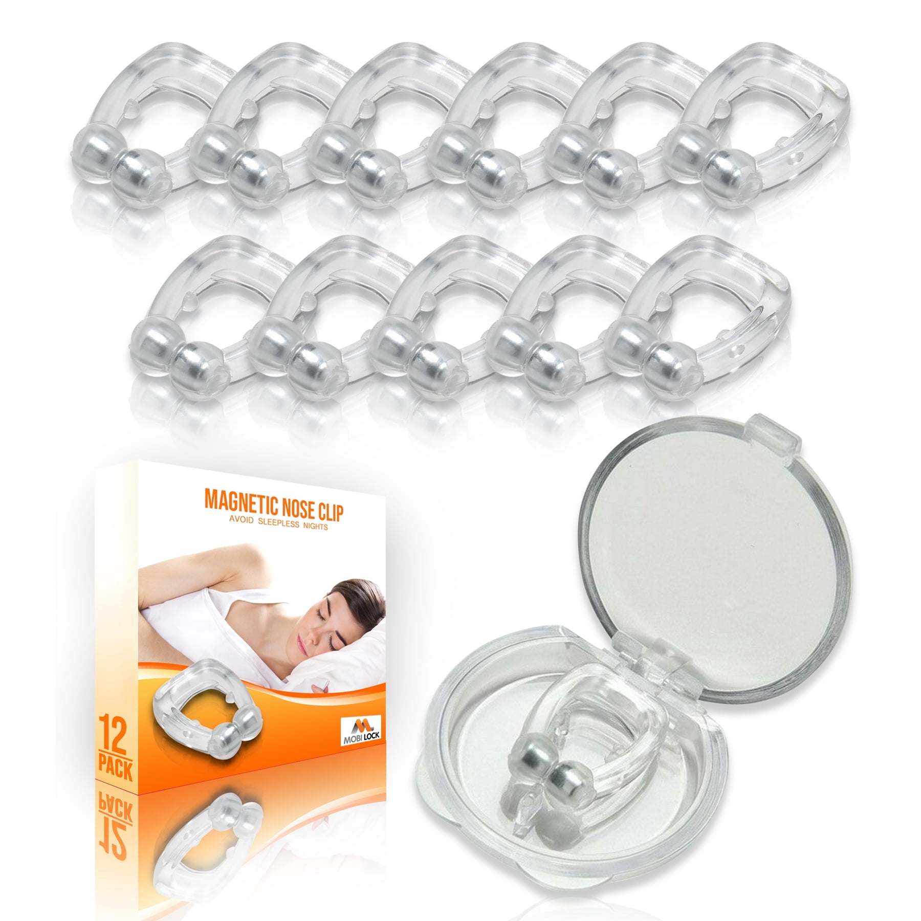 Mobi Lock Magnetic Anti-Snore Clips, Silicone Nose Device, Pack of 12 ...