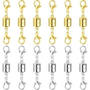 NOBRAND Magnetic Necklace Clasp and Closures with Double Lobster Clasp, 14K Gold and Silver Necklace Extenders for Women Jewelry Magnetic Clasps for Necklaces, Bracelet Necklace Extender(12PCS)