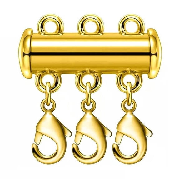 Magnetic Necklace Clasp for Layering Jewelry, Multi-Strand Necklace Separator with Lobster Clasps, Easy to Use Tube Lock for Bracelets & DIY Crafts, 4PCS Brass Barrel Clasps (2 Sizes)