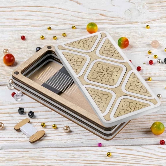 Wizardi Magnetic Needle Case Large ‚Äì ‚ÄúLight Stone Geometry‚Äù FLZB(N)-182 Wonderland Crafts