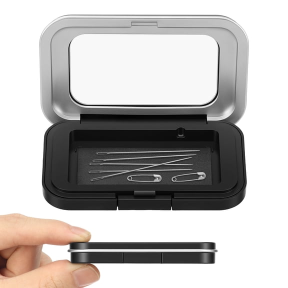 Magnetic Needle Holder Case with Clear Lid Built in Magnet Secures Pin Under 2.56 in Sewing Needle Organizer Box with Snap Closure Craft Supplies Storage Present for Sewer