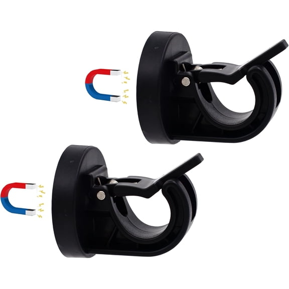 Magnetic No Drill Curtain Rod Holder Bracket, No Rod, Fits Poles 0.4-0.86 Inch, Magnetic Towel Bar Bracket, Black, 2 Pack