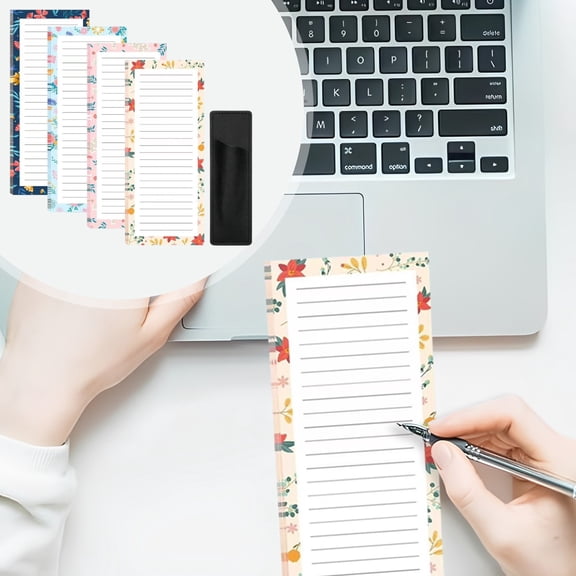 Magnetic Notepad,Grocery List & To-Do List Pad for Fridge,25 Pages/Pad,7.87"×3.5",1PC,Red Leaves