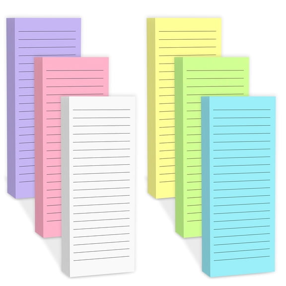 Magnetic Notepads for Fridge, 180 Sheets Full Magnet Back Lined Refrigerator Notepad, 30 Sheets Per Pad, Grocery Shopping List, Office Home To Do Memos, Multicolor