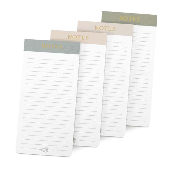 Magnetic Notepads for Fridge, Set of 4 Modern Grocery List Pads with Strong Magnets, Color Coded To Do Lists for Kitchen Organization, Reminder Notes for Household and Office Planning, Multicolor