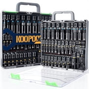 KOOPOOL Magnetic Nut Driver Bit Set for Screwdrivers, SAE & Metric Socket Adapter Set with Quick Release Extension and Storage Case