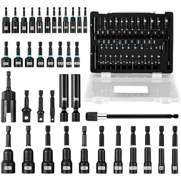 Magnetic Nut Driver Set: 38pcs Impact Driver Socket Adapters with Bit Extension,Wing Nut Driver,Spark Plug Socket,Universal Hex Adapter - 4pcs Stainless Steel Kit$$Tools & Hardware Other