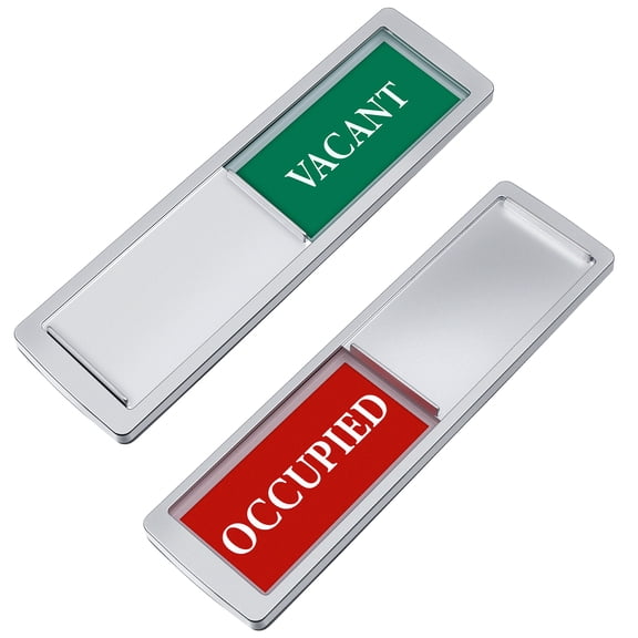 UEETEK Silver Aluminum Magnetic Slider Occupied Sign for Office Use Bathroom Door Indicator 1pc