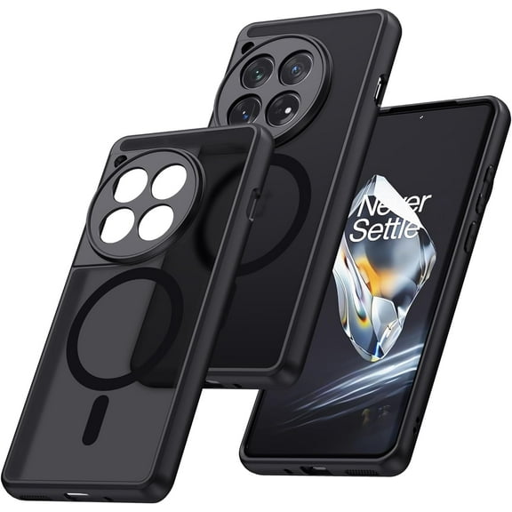 Magnetic for OnePlus 12 Case [Compatible with MagSafe] Translucent Matte Shockproof Phone Case with Camera Cover, One Plus 12 Slim Thin Yet Military Grade Drop Proof Silicone Bumper Case