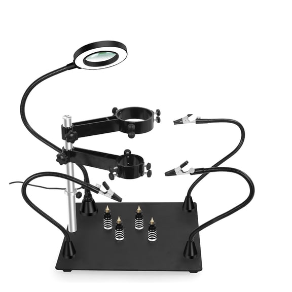 Magnetic PCB Board Fixed Clip Flexible Arm Soldering Third Hand 5X Magnifier s Soldering Iron Holder Repair Tools