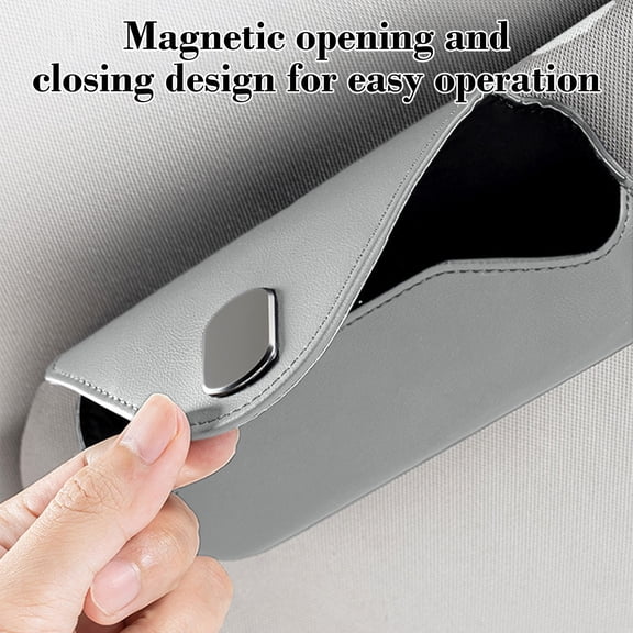 Magnetic PU Leather Car Sunglasses Case,Vehicle Sun Visor Eyeglasses Storage Case,Anti-Scratch Protective Glasses Box for Car Interior Accessories