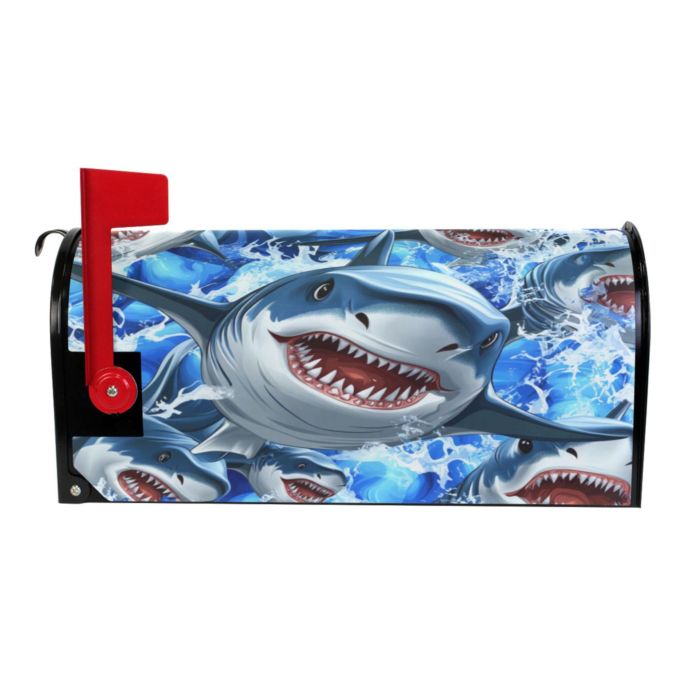 Magnetic PVC Mailbox Cover Shark Pattern, 25.4" x 20.7" Large, Waterproof UV Resistant