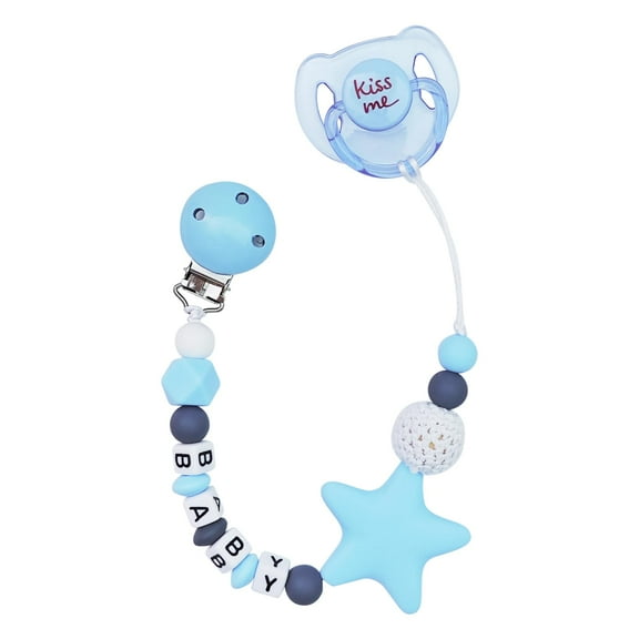 Magnetic Pacifier Clips Chain Set of 2 Blue Style for Reborn Baby Dolls with Blue Magnetic Pacifier Accessories for Kids Gift
