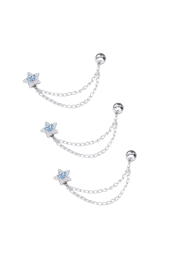 Magnetic Pant Clip Alloy Chain Fastener Adjustable Cuffs Closure Blue Stylish Design