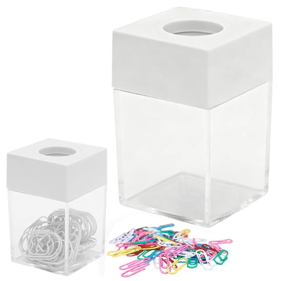 Magnetic Paper Clip Dispenser, Paper Clip Holder, Back to Classroom Paperclip Dispenser, Magnetic Desktop Organizer for Desk, Home, Classroom, Office Supplies, White