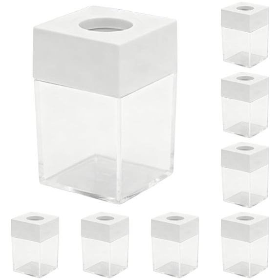 Magnetic Paper Clip Dispenser with Top, 10 Pc 1.57*1.57*2.76 Inch Clear Plastic Desk Organizer Holder, Office Stationery Storage for Paper Clips, Rubber Bands and Small Desk Accessories, Green