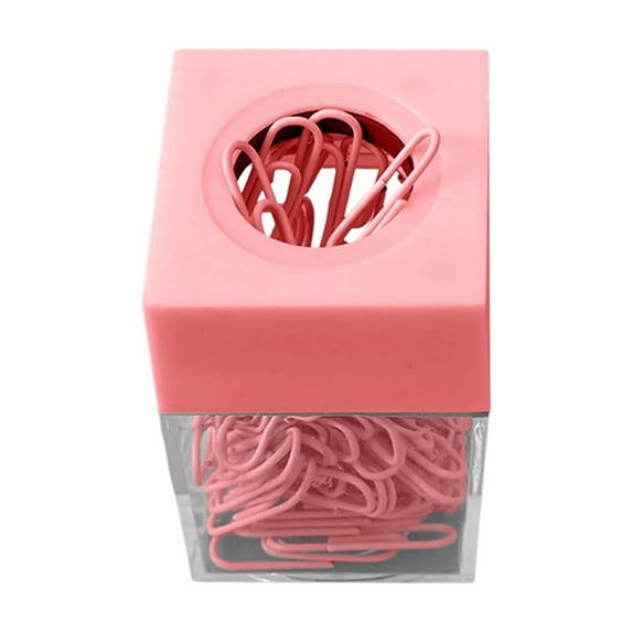 Paper Clip Holder Dispenser, Large Capacity Desk Organizer with Lid for Office, Classroom, or Home, Includes 18 Multicolored Paper Clips