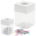 thumbnail image 1 of Magnetic Paper Clip Holder,Mini Clear Plastic Desk Organizer, Square Paper Clip Dispenser, Colorful Top Magnet Paperclip Storage, Office Desk Accessory for Push Pins, Cute Stationery Organizer, 1 of 5