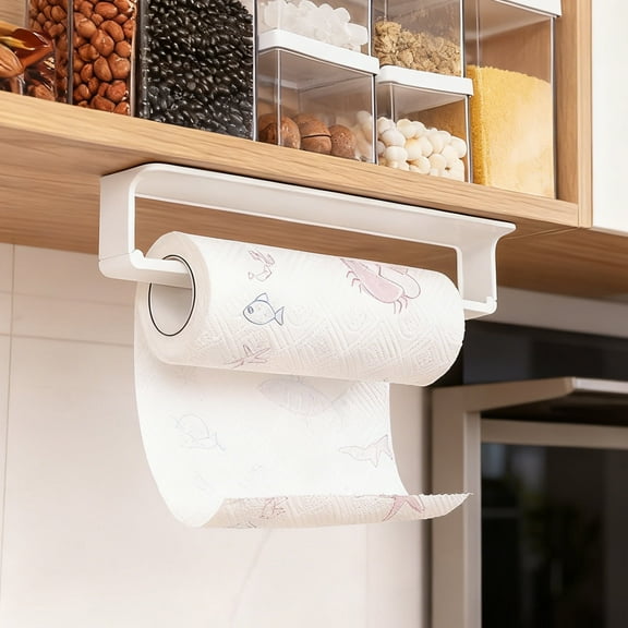 Magnetic Paper Towel Holder Adhesive & Magnetic Mount for Kitchen Bathroom Garage Tool-Free No Drill