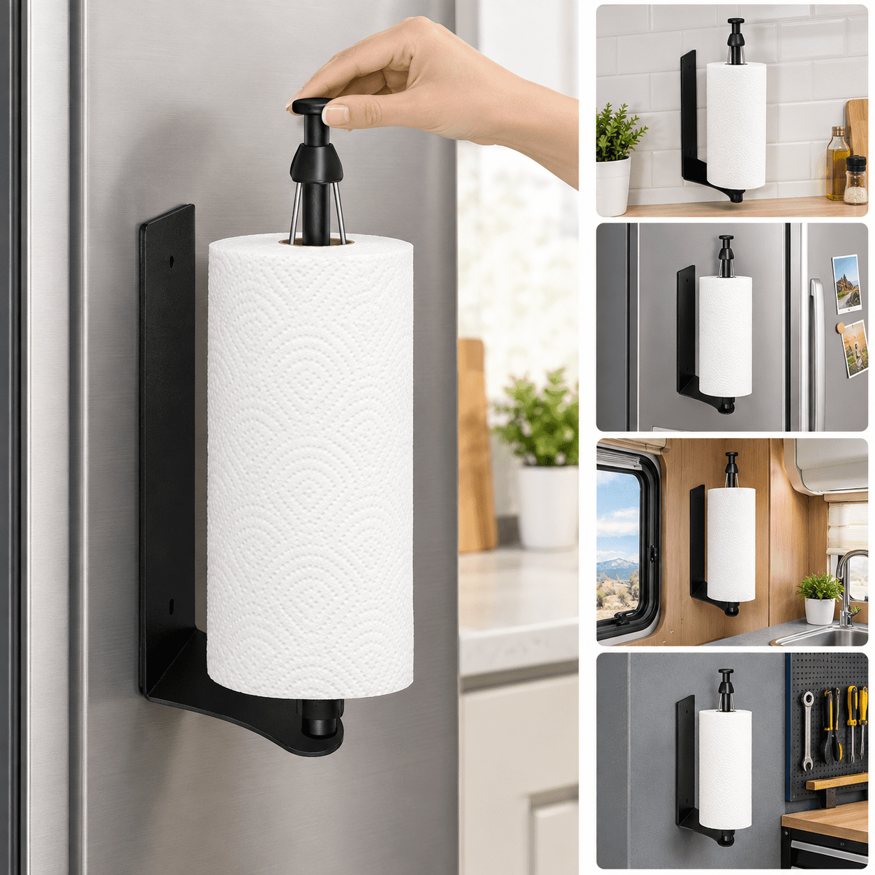 Bee Decorative Paper Magnetic Paper Towel Holder for Fridge, One-Hand Operable Paper Towel ...