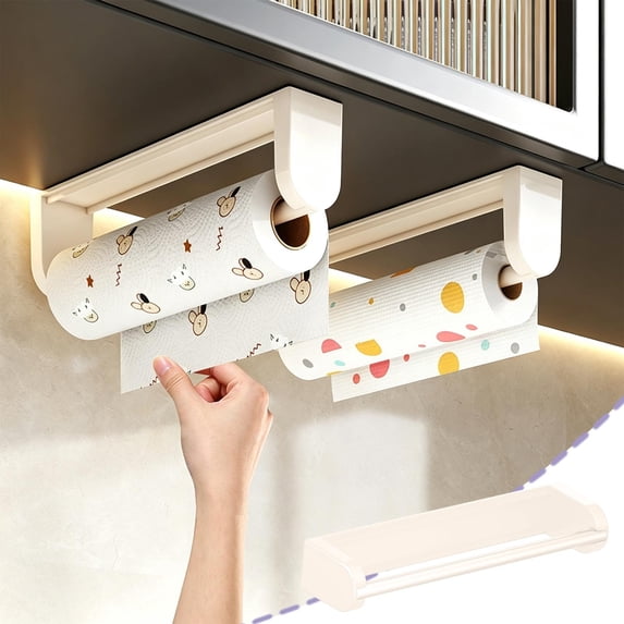 Magnetic Paper Towel Holder for Refrigerator, No Drill Space Saving Kitchen Organizer, Multipurpose Magnetic Towel Rack for Paper Rolls, Plastic Wrap, and Towel Storage