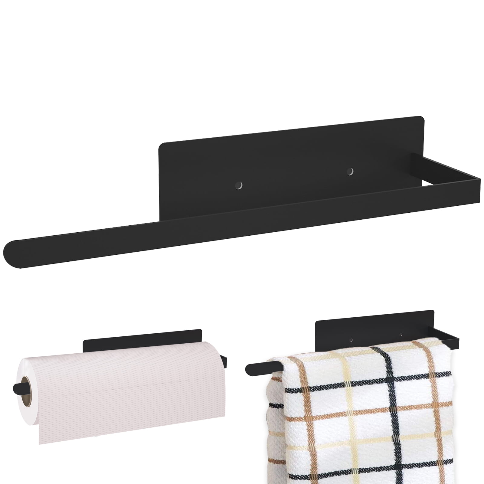 Matte Black Metal Kitchen Paper Towel Holder Dispenser Rack with Vinta –  MyGift