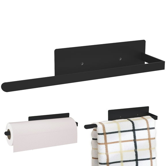 Magnetic Paper Towel Holder for Refrigerator, Kitchen Towel Rack Magnetic Towel Bar Multi Function Made of Iron,Used for Kitchen,Bathroom,No Drilling (Black)