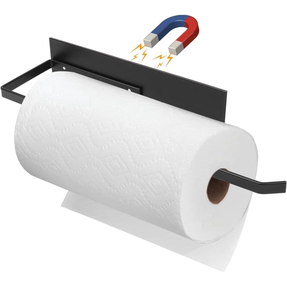 Paper Towel Holder, Magnetic Paper Towel Holder for Fridge, Toilet Paper Roll Holder Magnet Towel Rack Wall Mount Fridge Organizer for Paper Towels Rolls Bathroom Pantry RV Kitchen Storage
