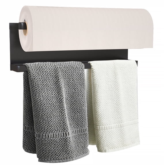 Magnetic Paper Towel Holder for Refrigerator, Kitchen Towel Rack Magnetic Shelf Multi Function Made of Iron,Used for Kitchen (Black)