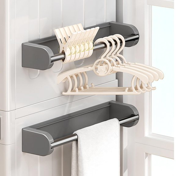 Magnetic Paper Towel Rack, Wall Mount Kitchen Organizer for Rolls, Plastic Wrap & Tablecloths, Fridge Side Accessory, No-Drill Adhesive Metal Holder, Heavy Duty for Aluminum Foil & Bags, Gray