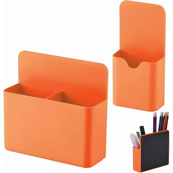 Magnetic Pen Holder,2 Pack Magnetic Dry Erase Marker Holder with Generous Compartments,Strong Magnet Storage Marker Pen Pencil Organizer for Refrigerator,Whiteboard,Locker Accessories