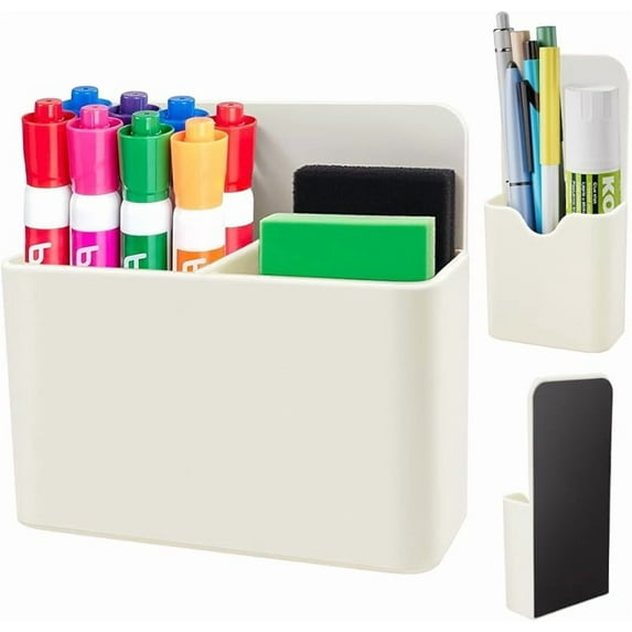 Magnetic Pen Holder,2 Pack Magnetic Dry Erase Marker Holder with Generous Compartments,Strong Magnet Storage Marker Pen Pencil Organizer for Refrigerator,Whiteboard,Locker Accessories