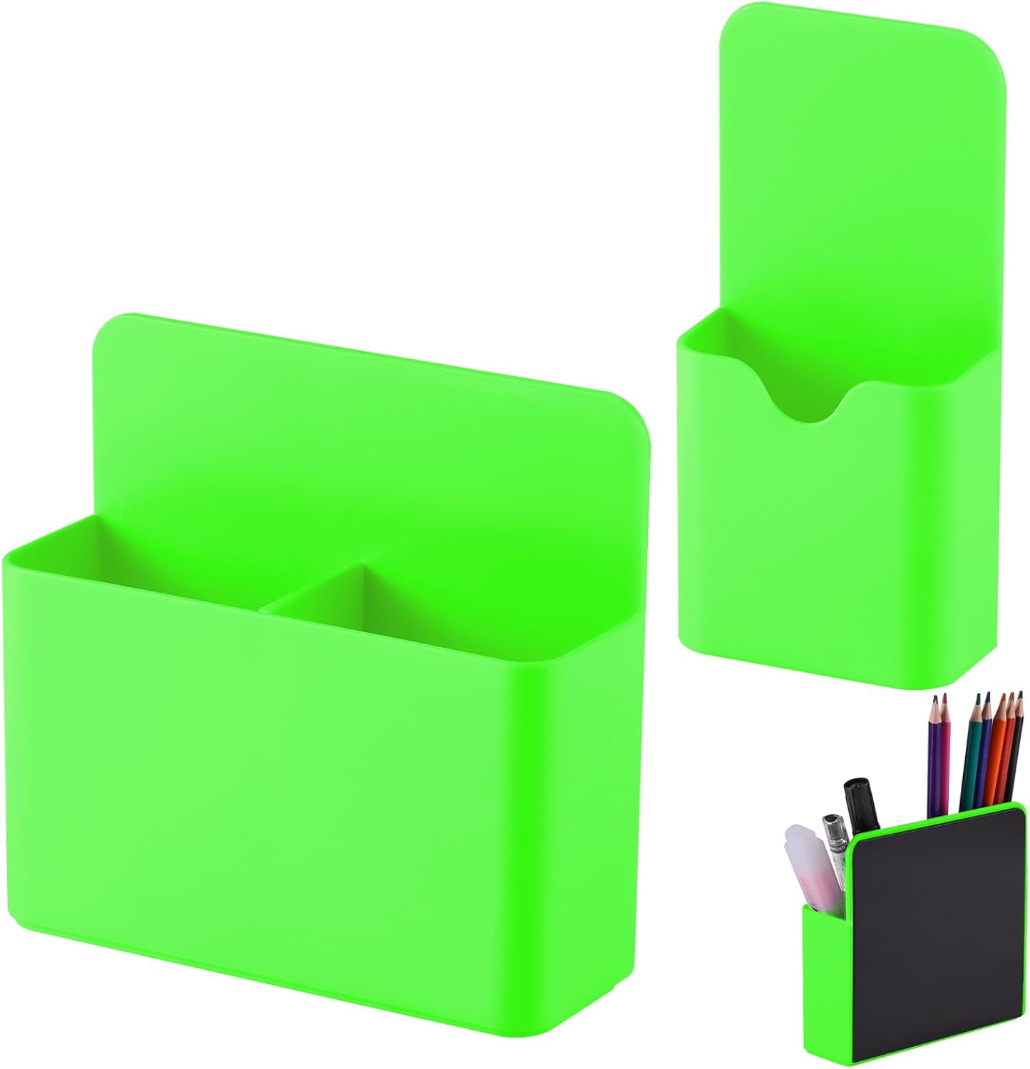 Magnetic Pen Holder For Whiteboard & Fridge – 2 Compartments, Strong Magnet, Blue Organizer