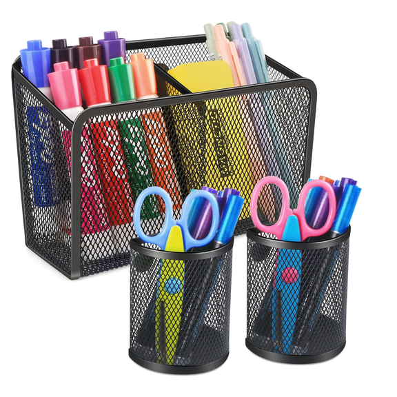 Magnetic Pen Holder, Metal Strong Magnet Pen Cup Magnetic Marker Storage Basket Locker Organizer for Whiteboard Refrigerator Fridge Locker Accessories Classroom Must Haves Teachers School Supplies