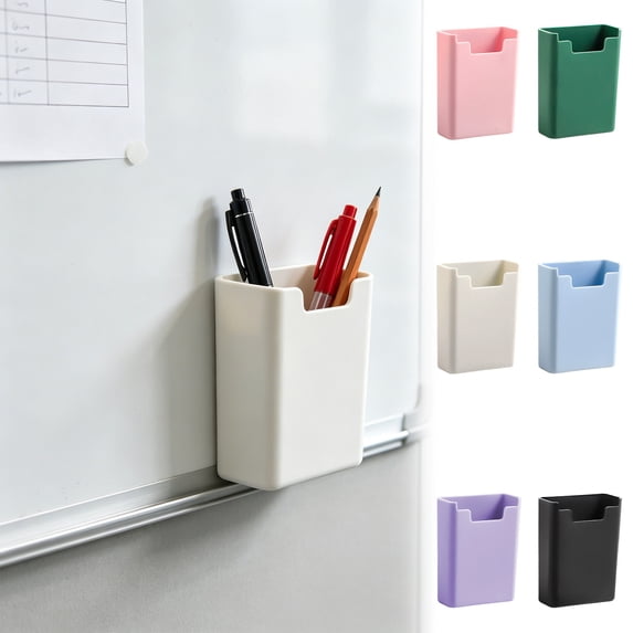 Magnetic Pen Holder, Whiteboard Marker Storage Box Wall-mounted Hanging Caddy for Refrigerator, Chalkboard, Office Supplies Organizer, Topliu