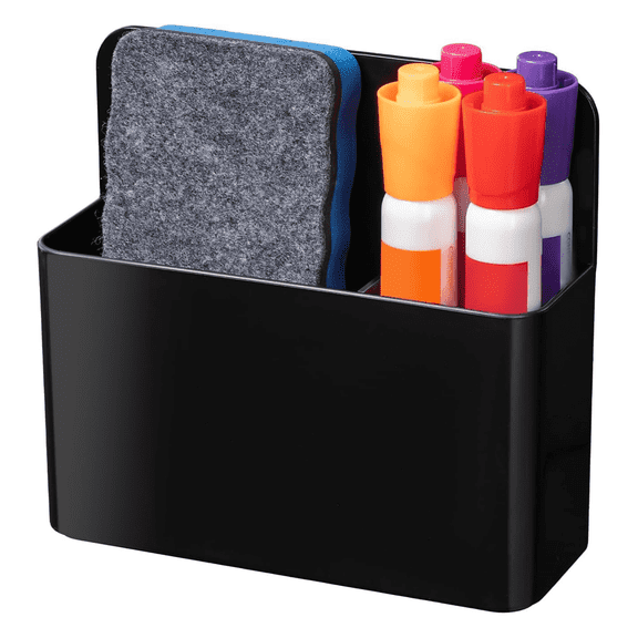 Magnetic Pen Holder for Refrigerator, Dry Erase Marker Holder for Whiteboard, Pencil Cup, Pen Caddy, Classroom Organization (Black)