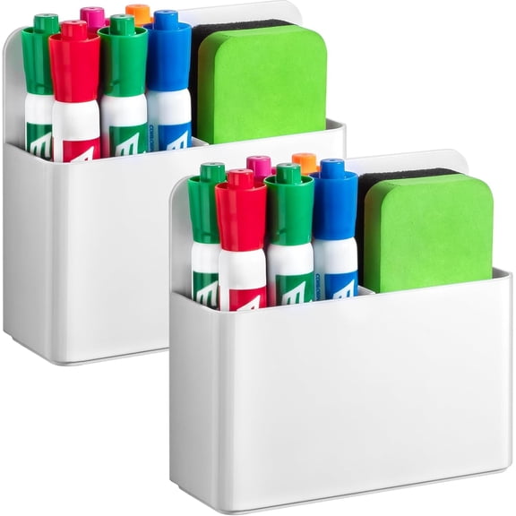 Magnetic Pen Holders 2-Pack Whiteboard Cup for Markers & Erasers, Classroom Supplies