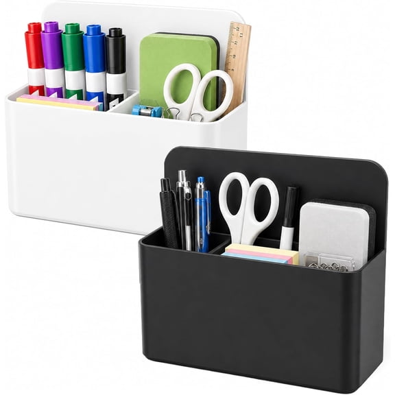 Magnetic Pen Holders 2-Pcs Dry Erase Marker Cups for Whiteboards, Fridges & Lockers, Black