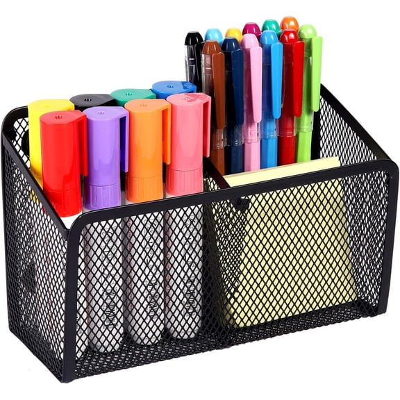 Magnetic Pencil Holder - Extra Strong Magnets Mesh Marker Perfect for Whiteboard, Refrirator and Locker Accessories (2 Baskets, 1 Pack )