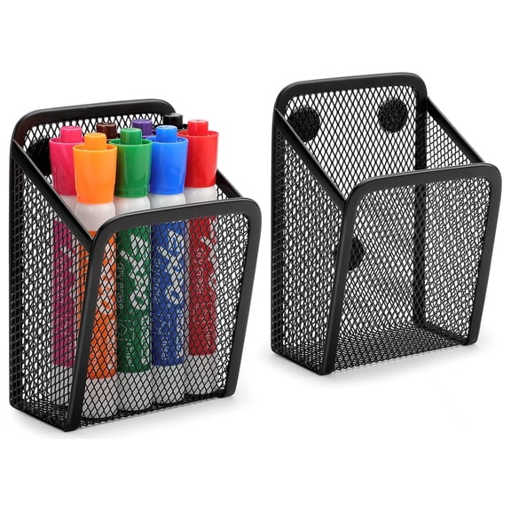 Magnetic Pencil Holder,Mesh Stainless Steel Pen Basket, Metal Writing Utensil Storage Organizer for Whiteboard,Blackboard,Kitchen, Locker, Home, or Office(1 pcs)