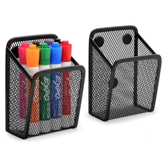 Magnetic Pencil Holder,Mesh Stainless Steel Pen Basket, Metal Writing Utensil Storage Organizer for Whiteboard,Blackboard,Kitchen, Locker, Home, or Office1 pcs