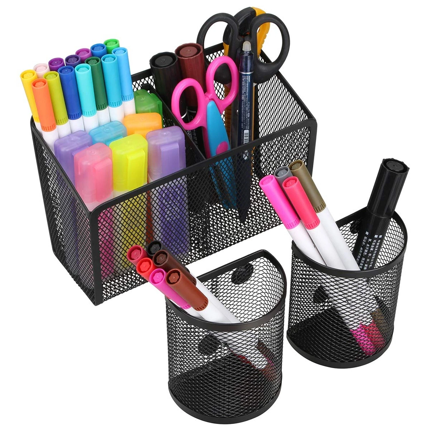 Magnetic Pencil Holder, Metal Strong Magnet Pen Cup Magnetic Marker Storage B...