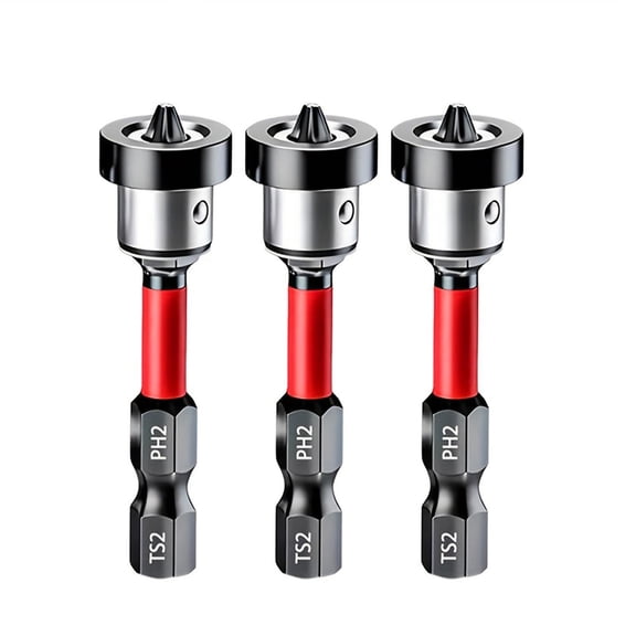 Magnetic Phillips Screwdriver Bit, 2.0 Inch High Hardness Impact Strong Magnetic Positioning Non-Slip Driver Bit, 3 Pack for Carpentry Drywall Screw Locating, Used With Electric Drills and Wind Batch