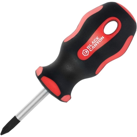 Magnetic Phillips Stubby Screwdriver #1  Soft Grip Ergonomic Handle, 1-1/2 in Shank, 4 in Overall
