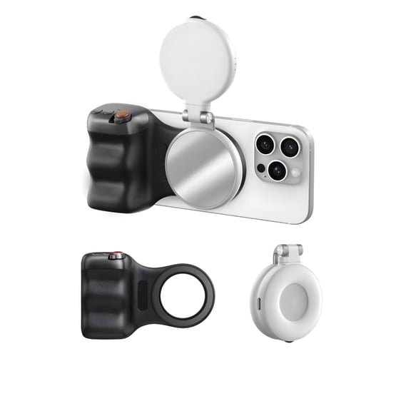 Magnetic Phone Camera Grip Holder with Selfie Light for Phone 17 16 15 Series Photography Meeting Creator Set