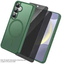 ZYQEEE Magnetic Phone Case and 2pcs Privacy Screen Protector Tempered Glass for Samsung Galaxy A15 - 6.5in, Compatible with Magsafe [Shockproof Military] Translucent Matte Phone Case,Green