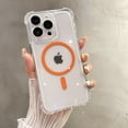 thumbnail image 1 of Magnetic Phone Case for Apple iPhone 11, Compatible with Magsafe Slim Fit Clear Back Cover Anti-Yellow Scratch Resistance TPU Corner Protective Case for Women Men, Orange, 1 of 5