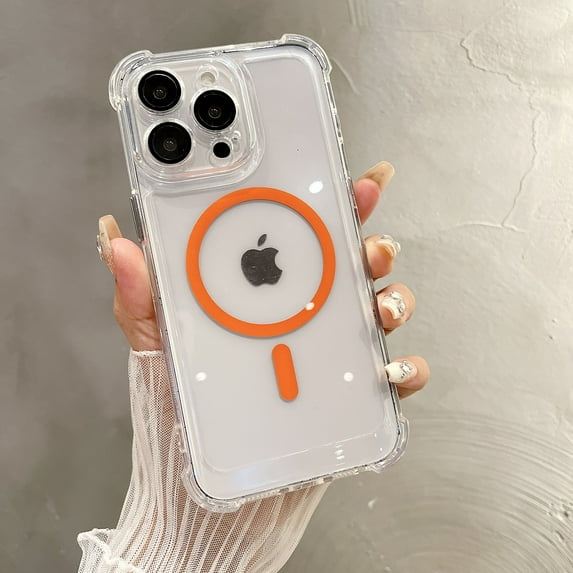Magnetic Phone Case for Apple iPhone 11, Compatible with Magsafe Slim Fit Clear Back Cover Anti-Yellow Scratch Resistance TPU Corner Protective Case for Women Men, Orange